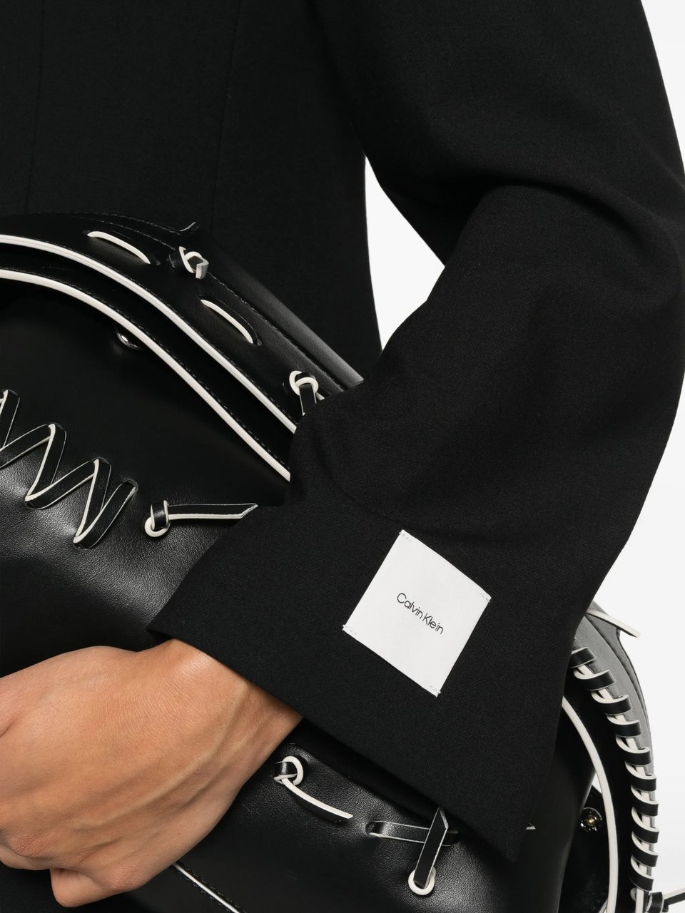 Calvin Klein Black Cinched Waist Tailored Blazer Zwart