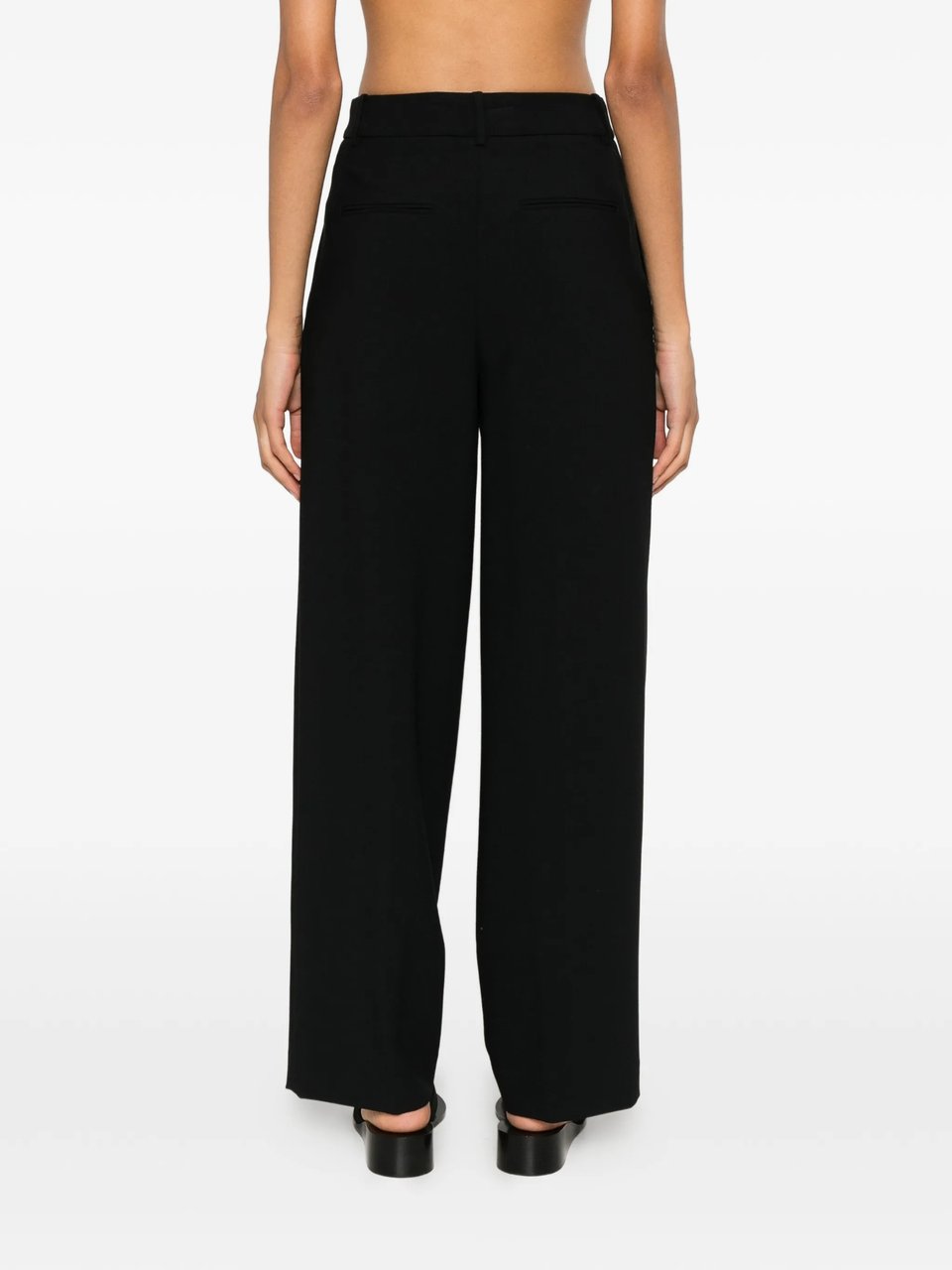 Calvin Klein Black Wide-Leg Pleated Pants Zwart