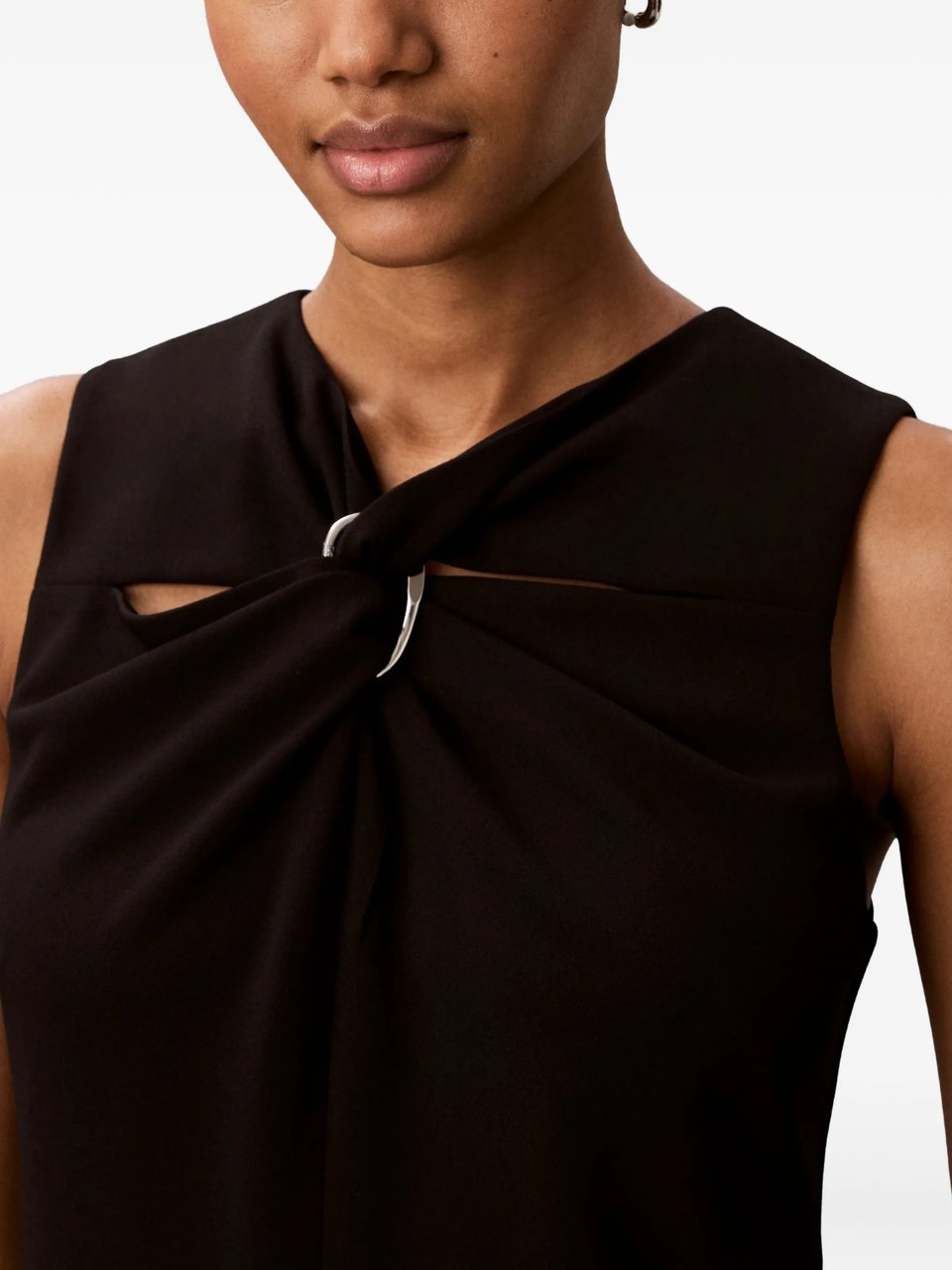 Calvin Klein Scuba Crepe SL Knee Length Dress Zwart