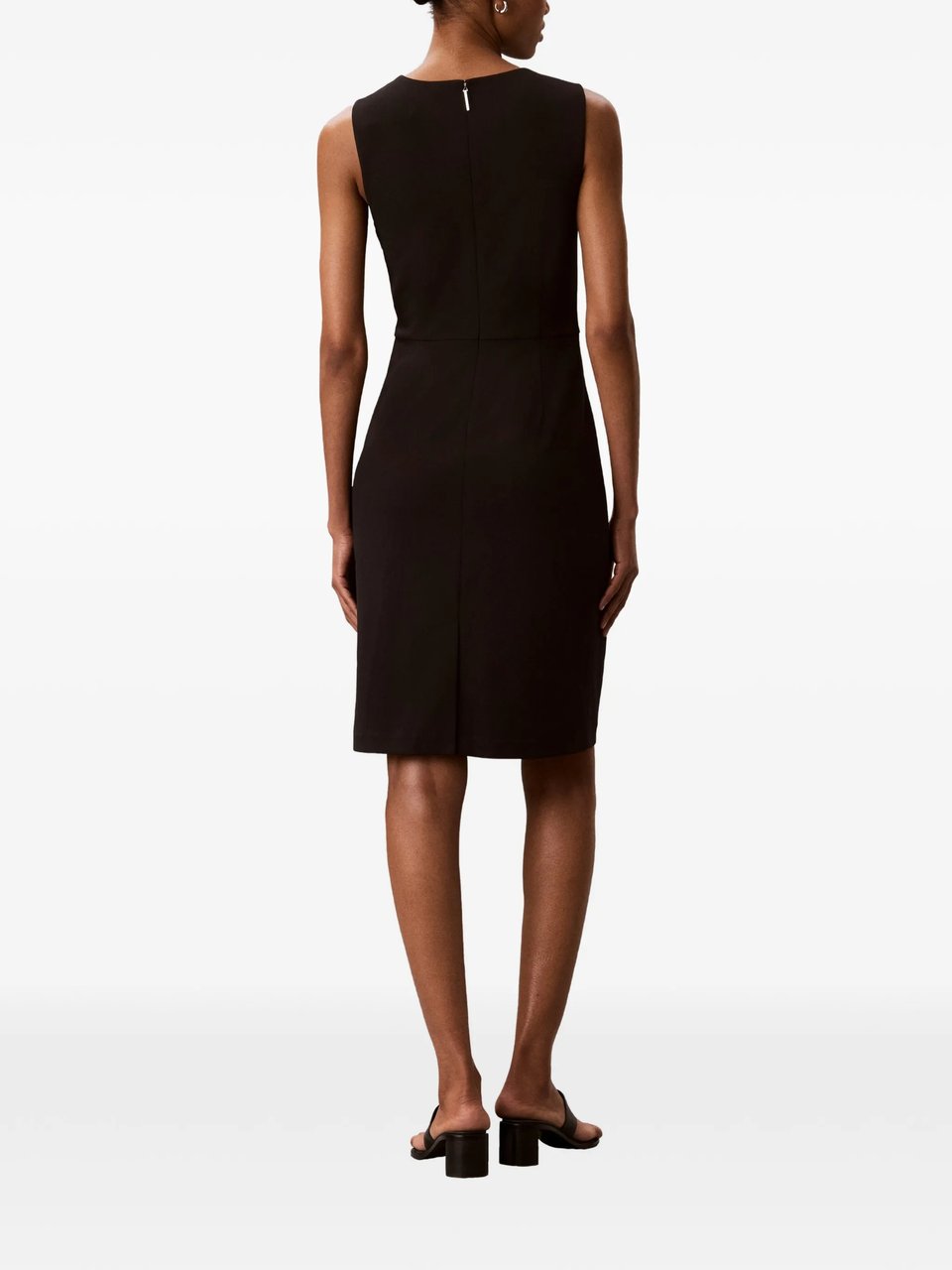 Calvin Klein Scuba Crepe SL Knee Length Dress Zwart