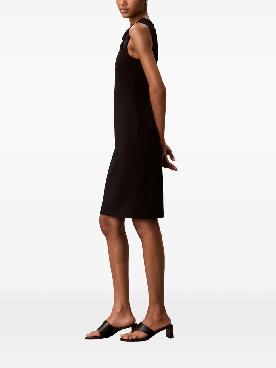 Calvin Klein Scuba Crepe SL Knee Length Dress Zwart