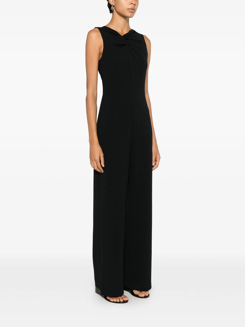 Calvin Klein Black Scuba Crepe Sleeveless Jumpsuit Zwart