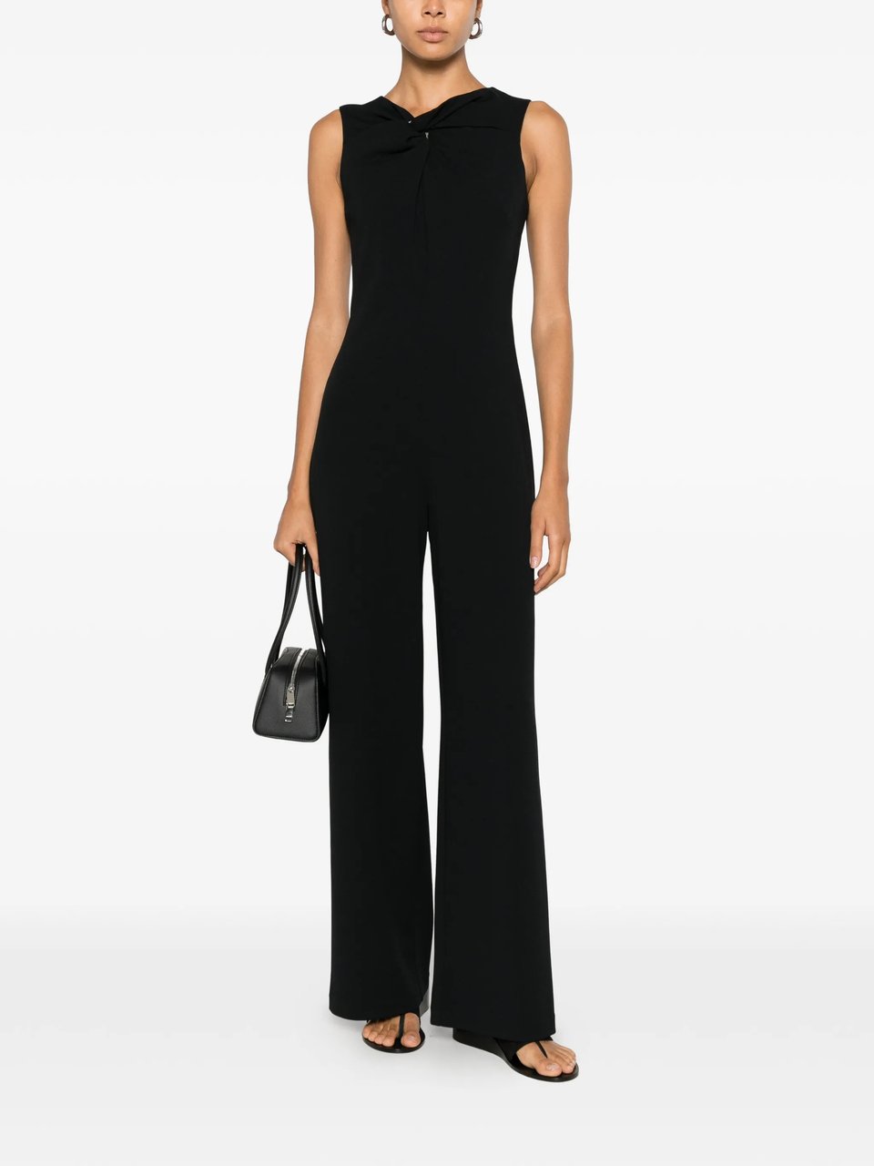 Calvin Klein Black Scuba Crepe Sleeveless Jumpsuit Zwart