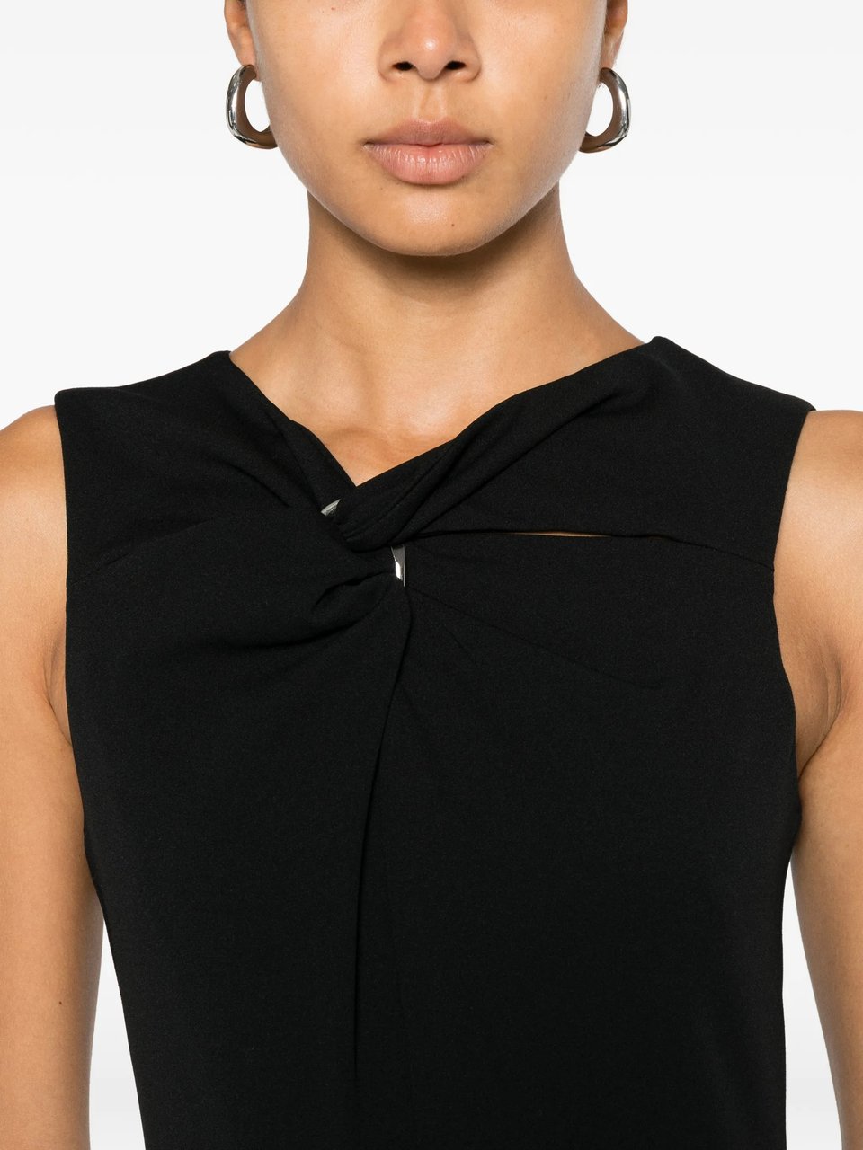 Calvin Klein Black Scuba Crepe Sleeveless Jumpsuit Zwart