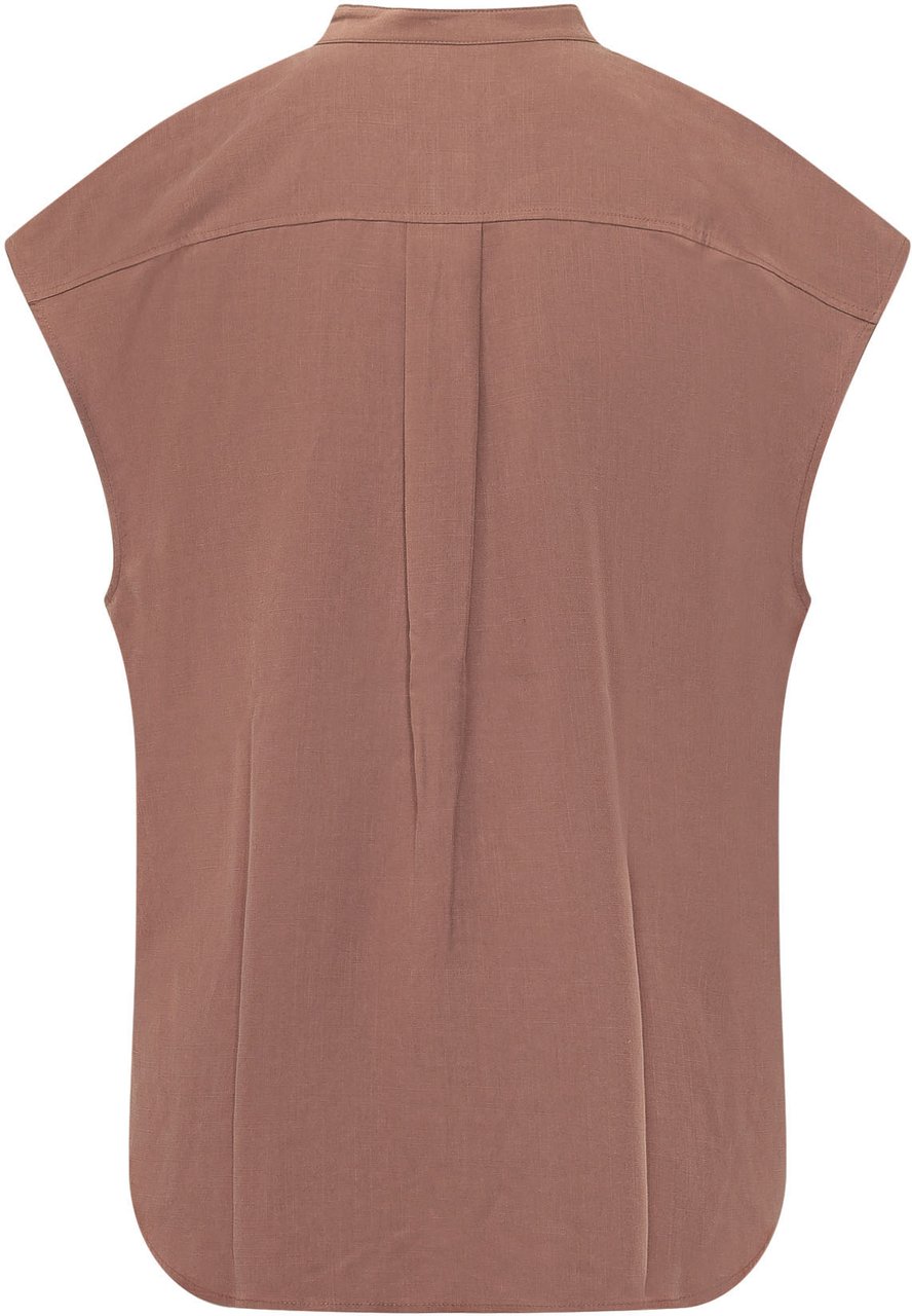 Calvin Klein Camicia Senza Maniche con Bottoni Taupe
