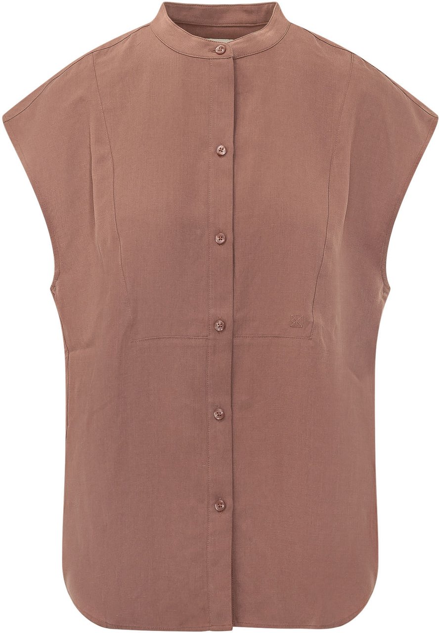 Calvin Klein Camicia Senza Maniche con Bottoni Taupe