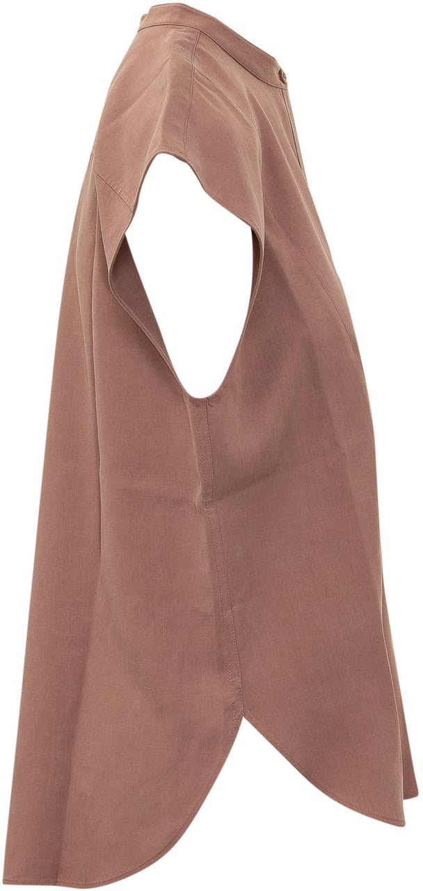 Calvin Klein Camicia Senza Maniche con Bottoni Taupe