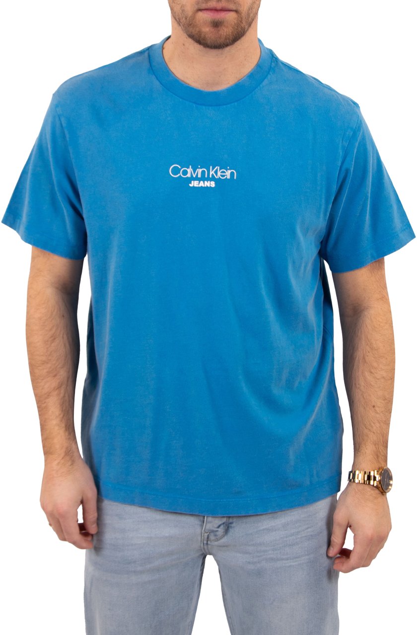 Calvin Klein Calvin Klein Jeans SS 20S Acid Wash Graphic Crewneck Blauw