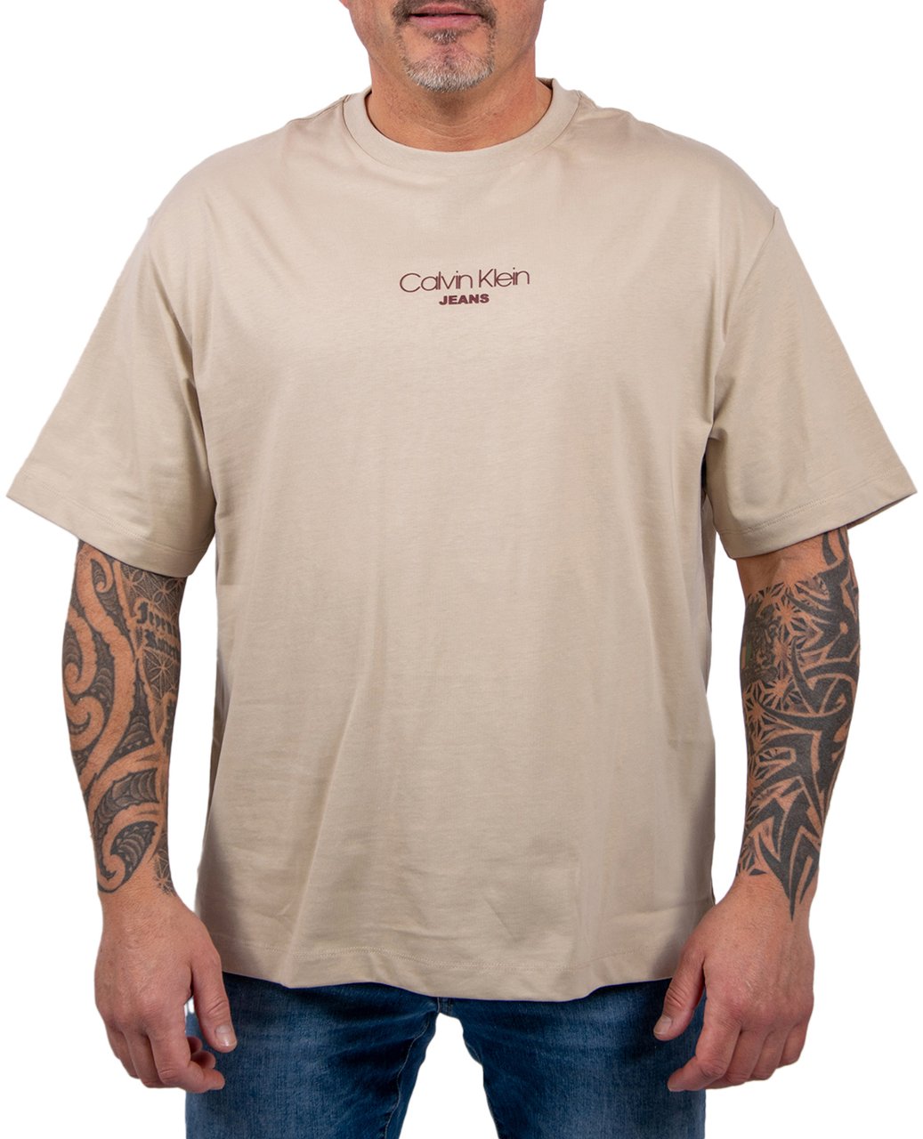 Calvin Klein Jeans Relaxed Fit CKJ Graphic Tee Beige
