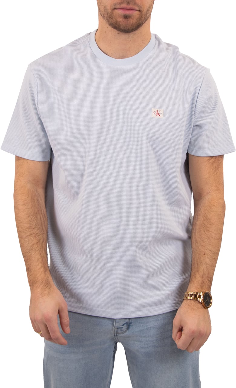 Calvin Klein Calvin Klein Jeans SS Waffle Badge Crewneck Tee Blauw