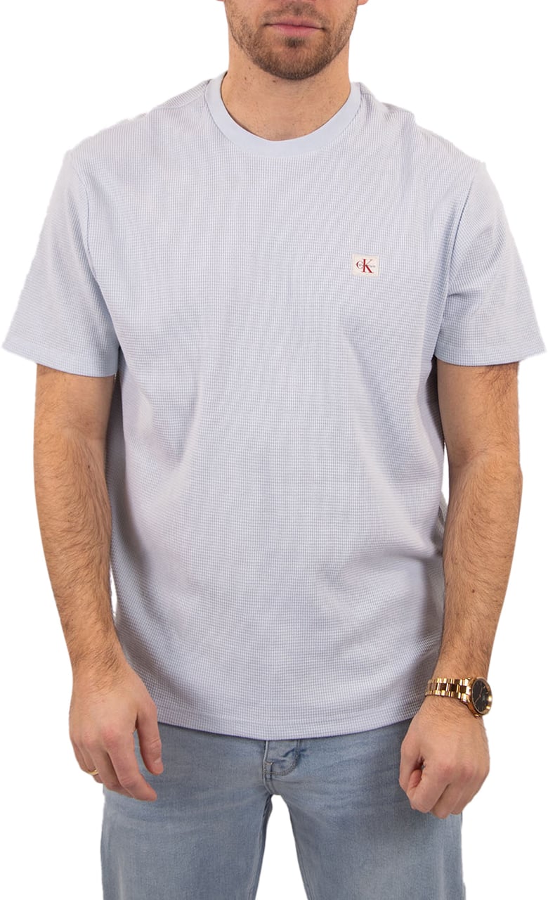 Calvin Klein Jeans SS Waffle Badge Crewneck Tee Blauw