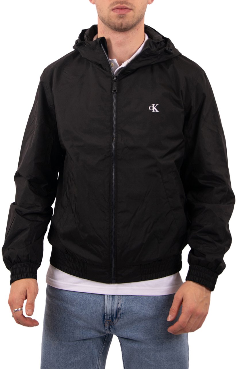 Calvin Klein Jeans LS Hooded Nylon Harrington Jacket Zwart