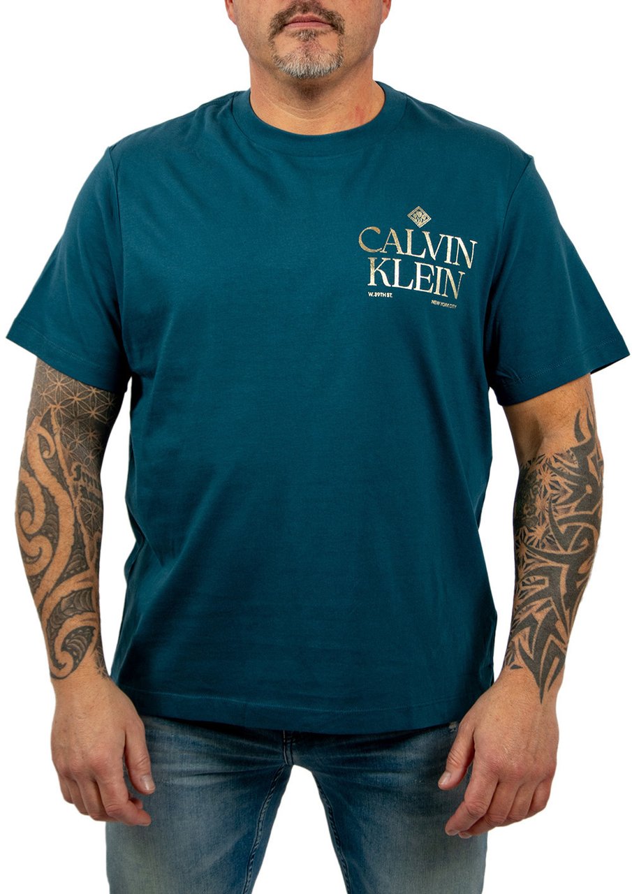 Calvin Klein Jeans Calvin Roses Graphic Tee Blauw