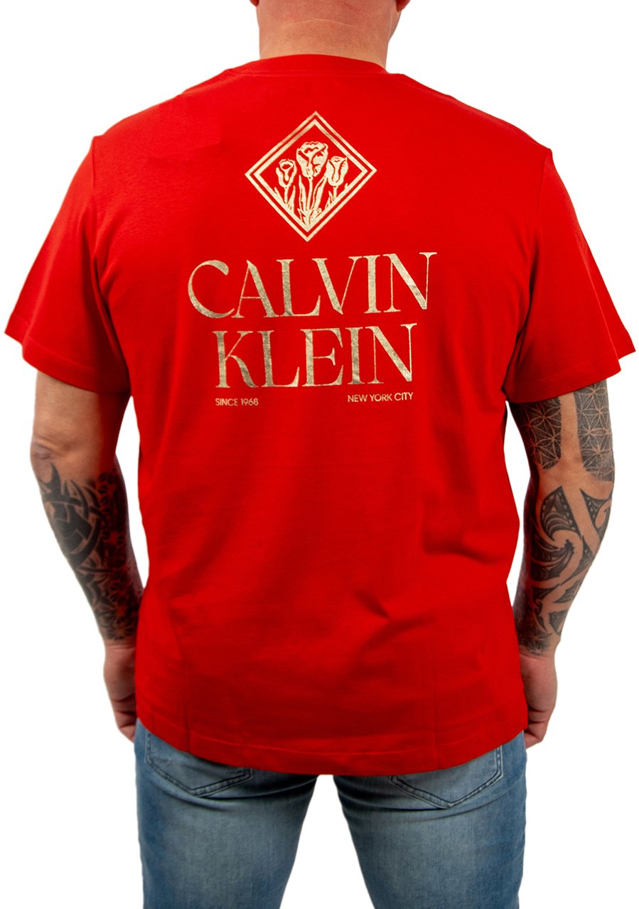 Calvin Klein Jeans Calvin Roses Graphic Tee Rood