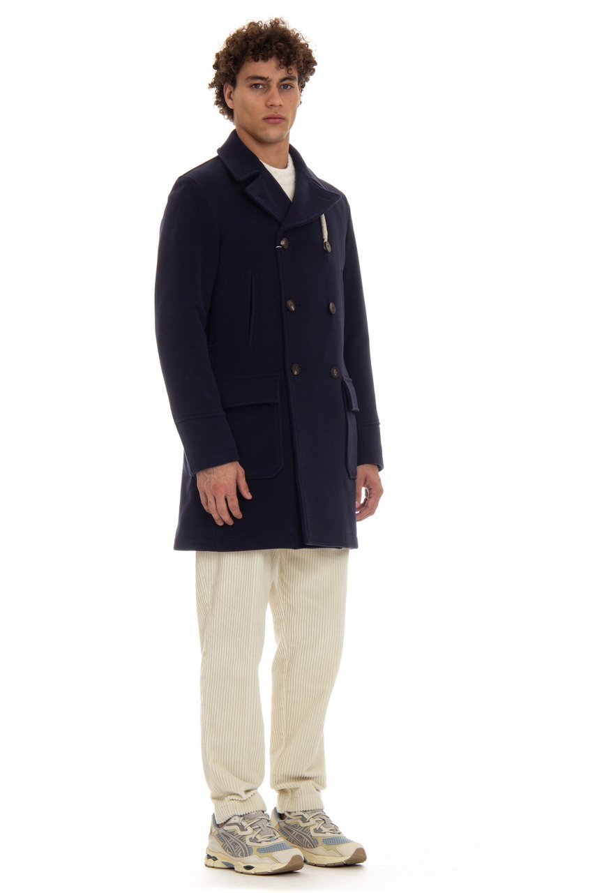 Camplin Long Wool Blend Peacoat Zwart