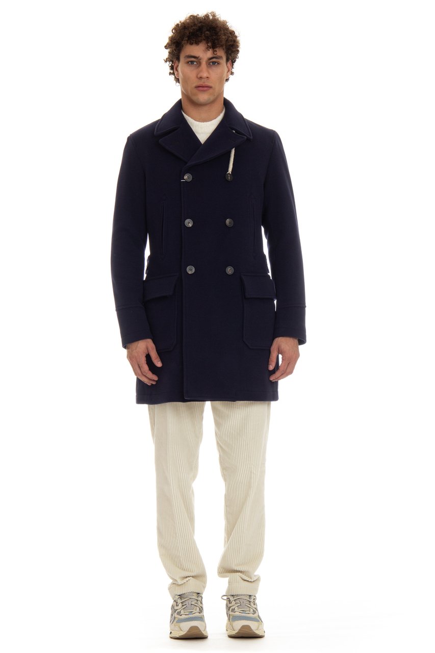 Camplin Long Wool Blend Peacoat Zwart