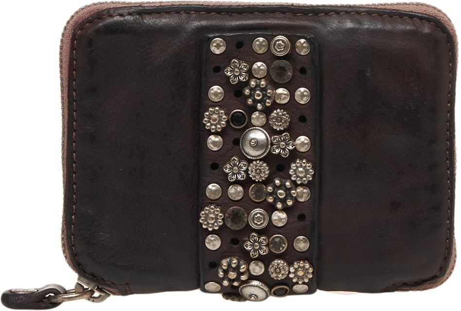 Campomaggi Leather wallet with stud detail Bruin