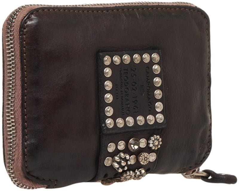 Campomaggi Leather wallet with stud detail Bruin