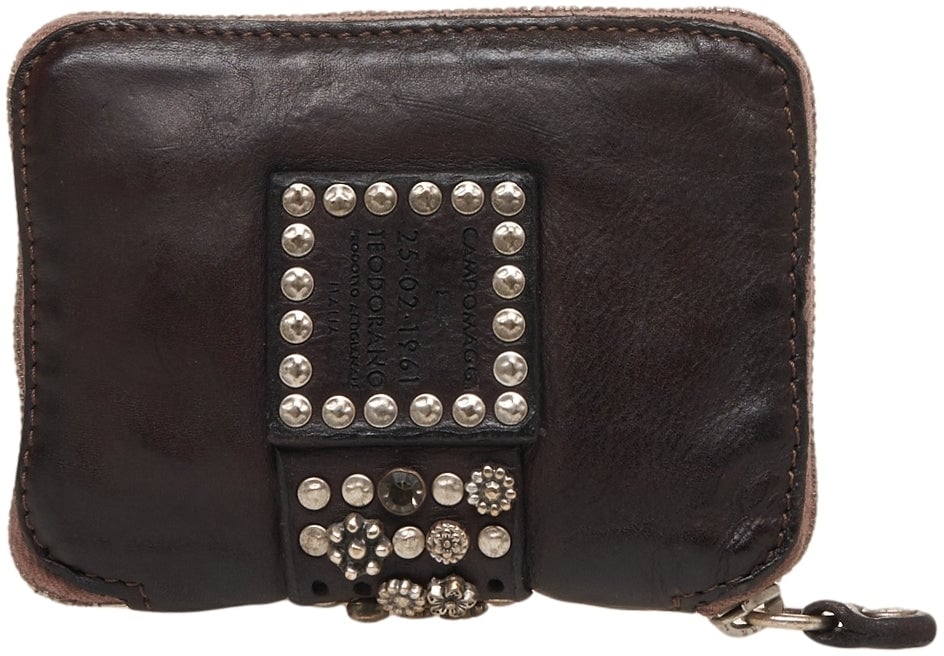 Campomaggi Leather wallet with stud detail Bruin