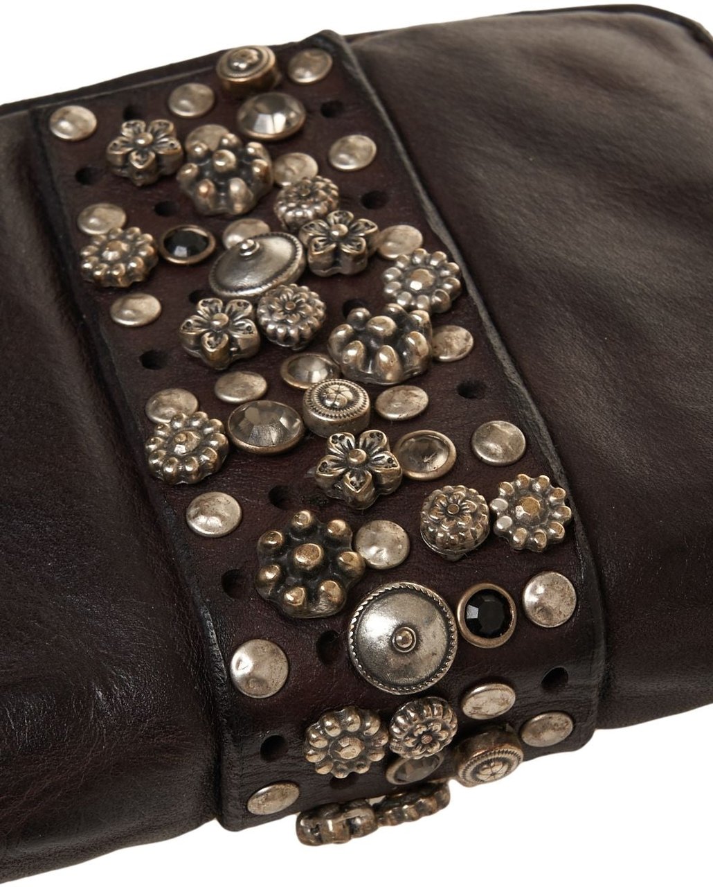 Campomaggi Leather wallet with stud detail Bruin