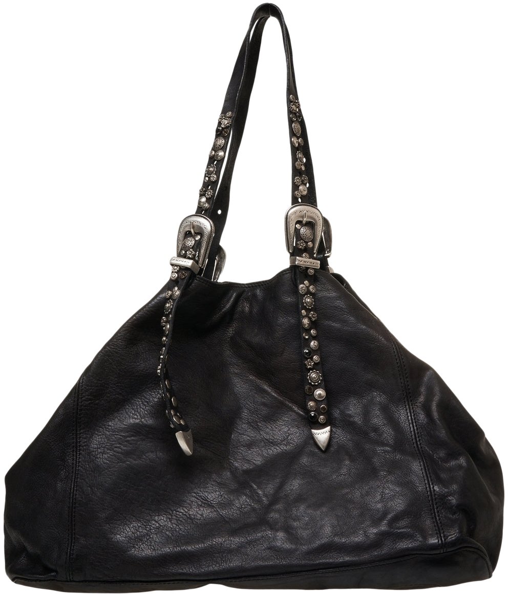 Campomaggi Leather handbag with stud details Zwart