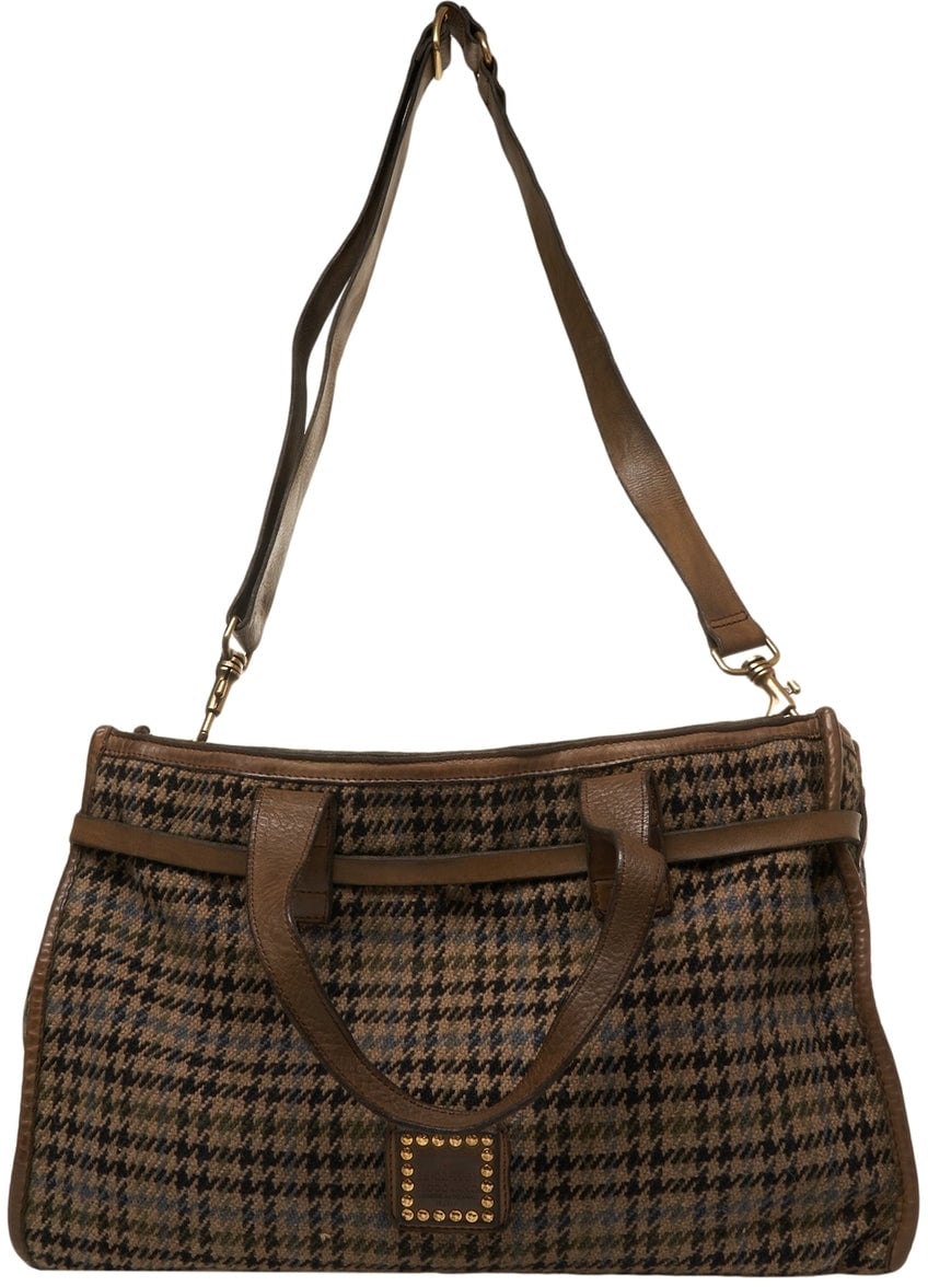 Campomaggi Shopper with houndstooth pattern Bruin
