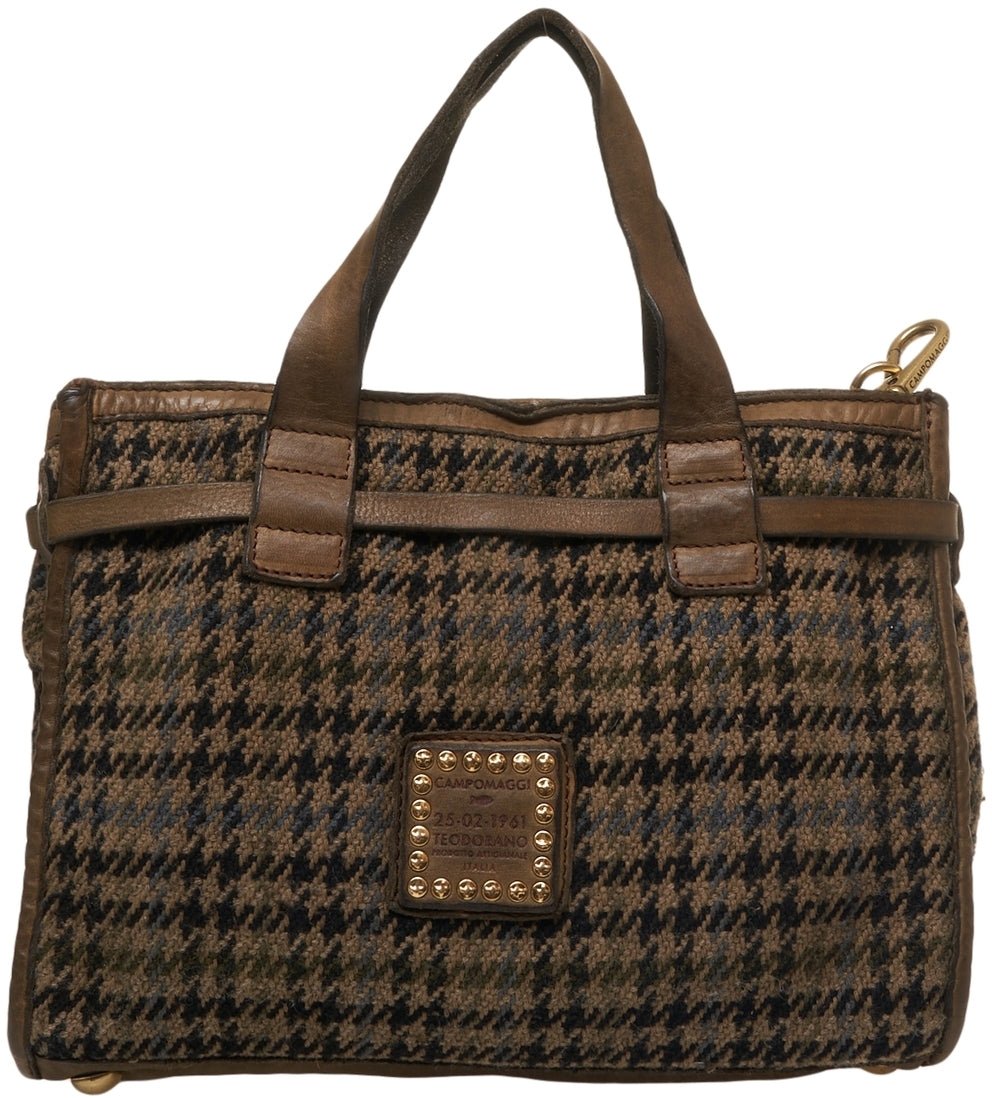 Campomaggi Shopper with houndùstooth pattern Bruin