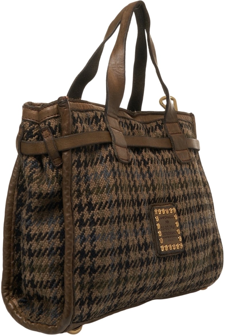 Campomaggi Shopper with houndùstooth pattern Bruin