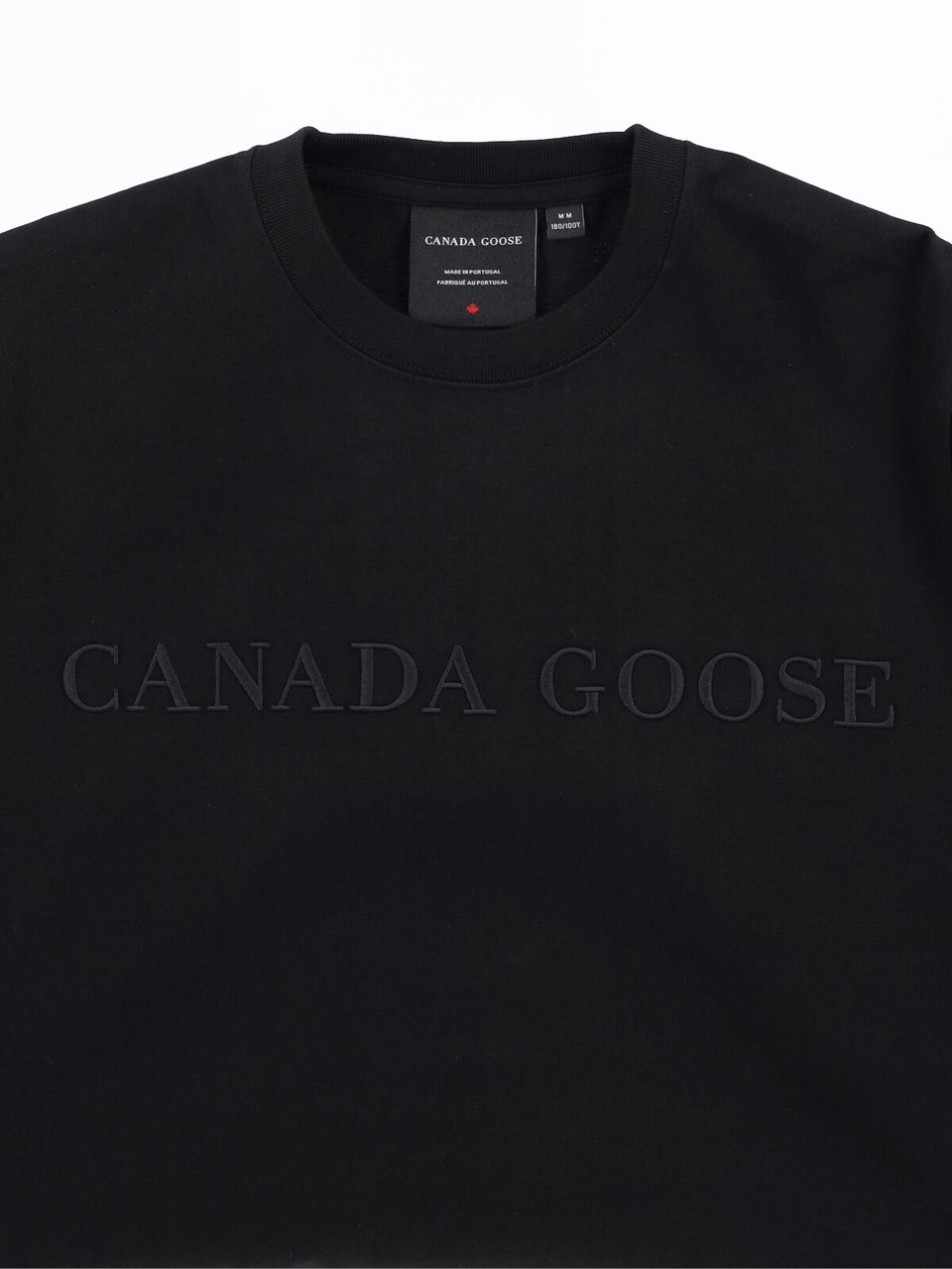 Canada Goose Black Short-Sleeve Embossed Cotton Logo T-Shirt Zwart