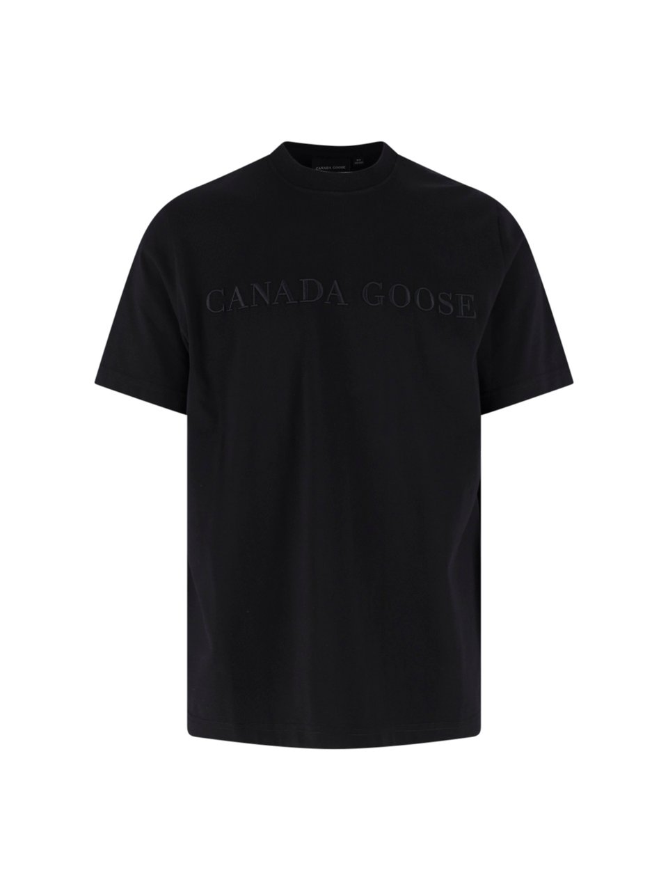 Canada Goose Black Short-Sleeve Embossed Cotton Logo T-Shirt Zwart