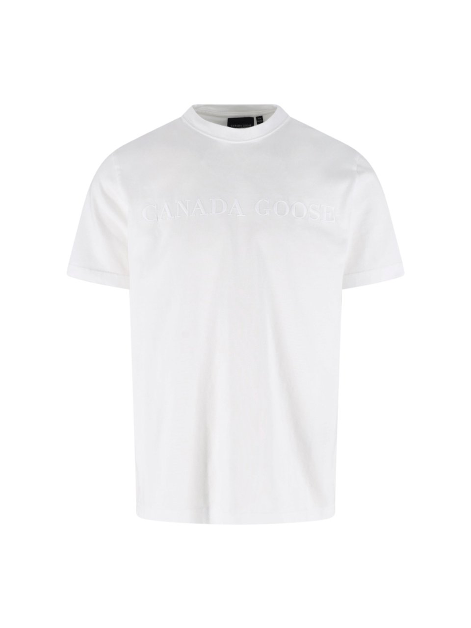 Canada Goose White Plain Embossed Cotton Logo T-shirt Wit