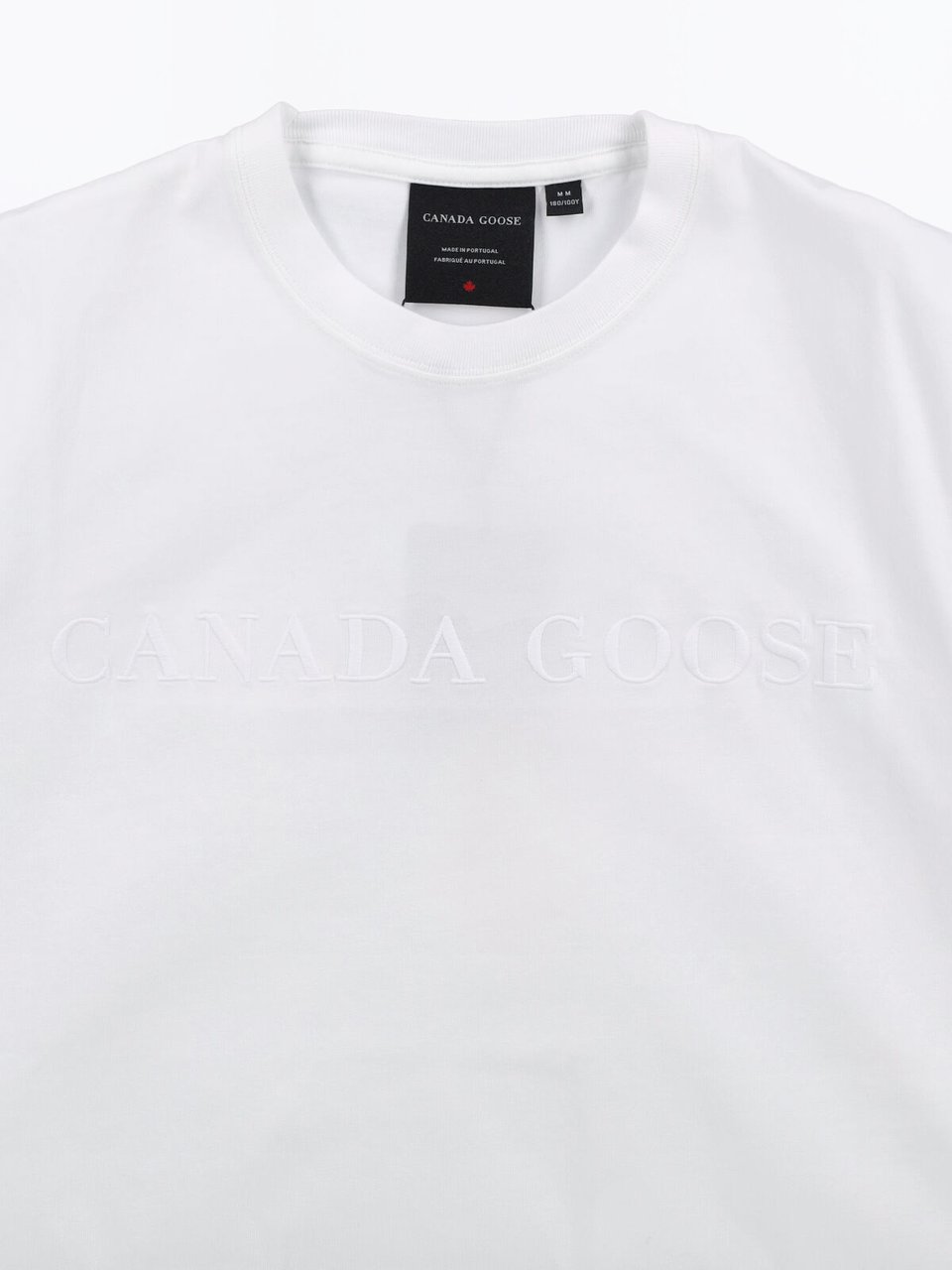 Canada Goose White Plain Embossed Cotton Logo T-shirt Wit