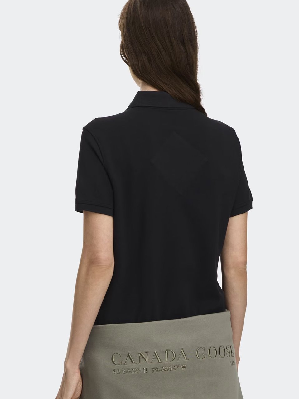 Canada Goose Black Almira Tonal Badge Polo Shirt Zwart