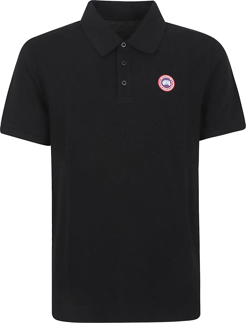 Canada Goose Black Polo Shirt with Ribbed Collar and Iconic Logo Patch Zwart