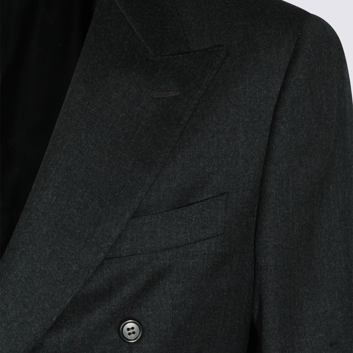 Canali Double-Breasted Blazer with Peak Lapels and Structured Silhouette Zwart