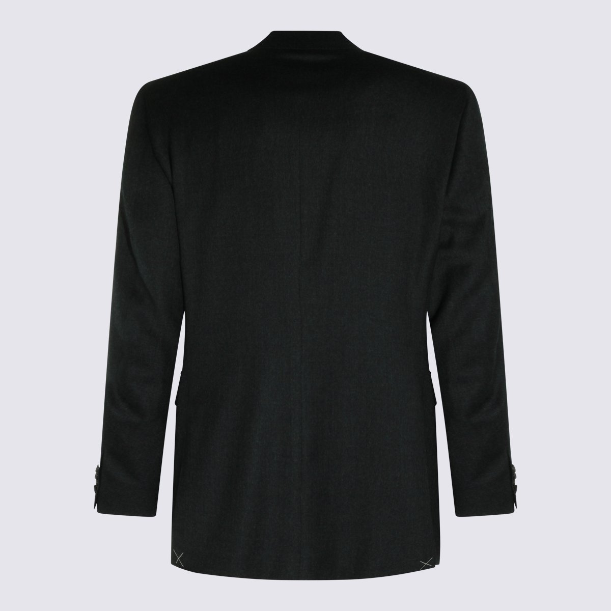 Canali Double-Breasted Blazer with Peak Lapels and Structured Silhouette Zwart