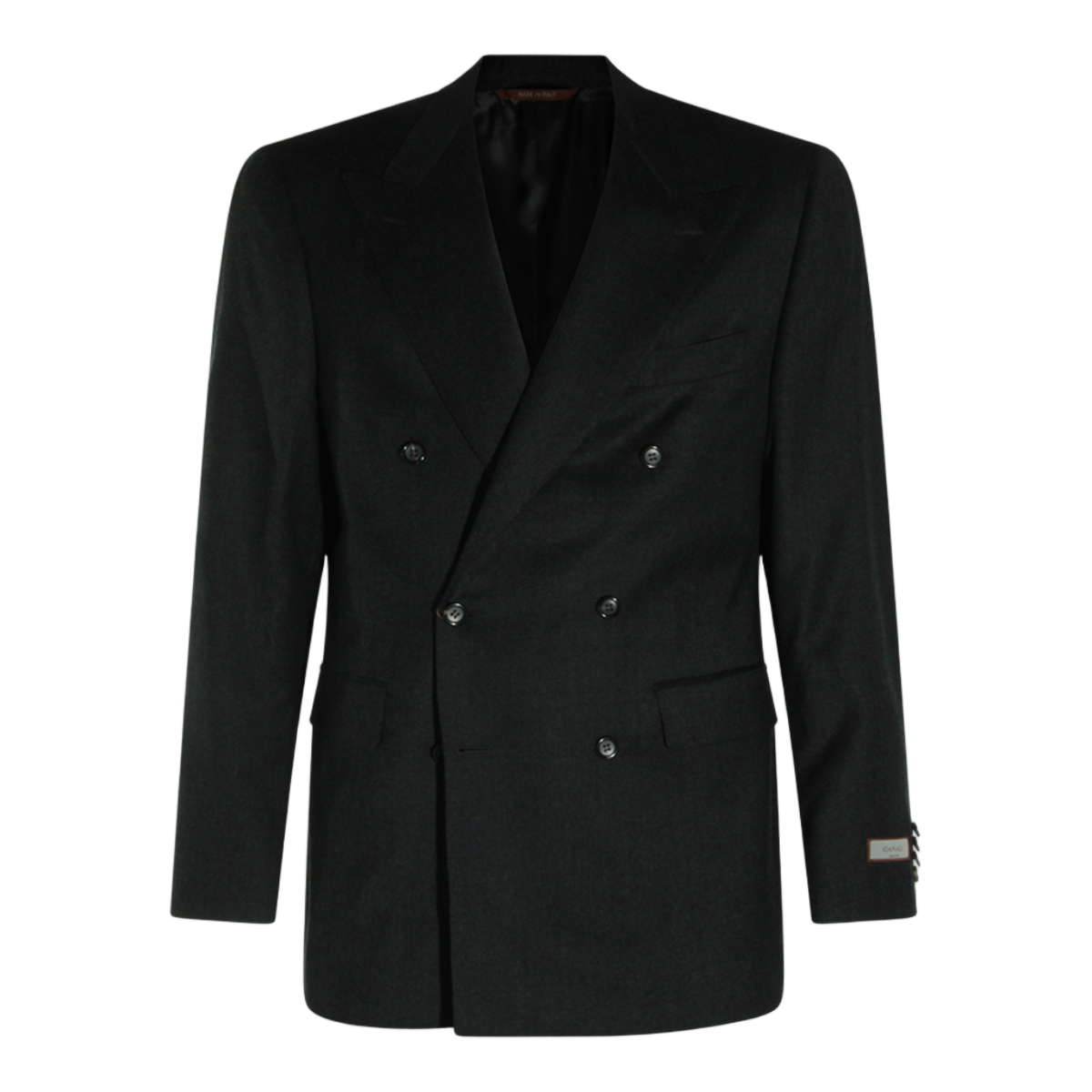 Canali Double-Breasted Blazer with Peak Lapels and Structured Silhouette Zwart