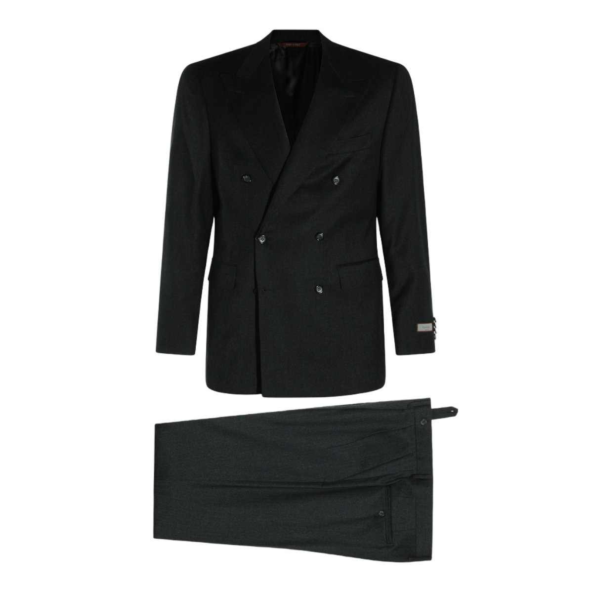 Canali Double-Breasted Blazer with Peak Lapels and Structured Silhouette Zwart