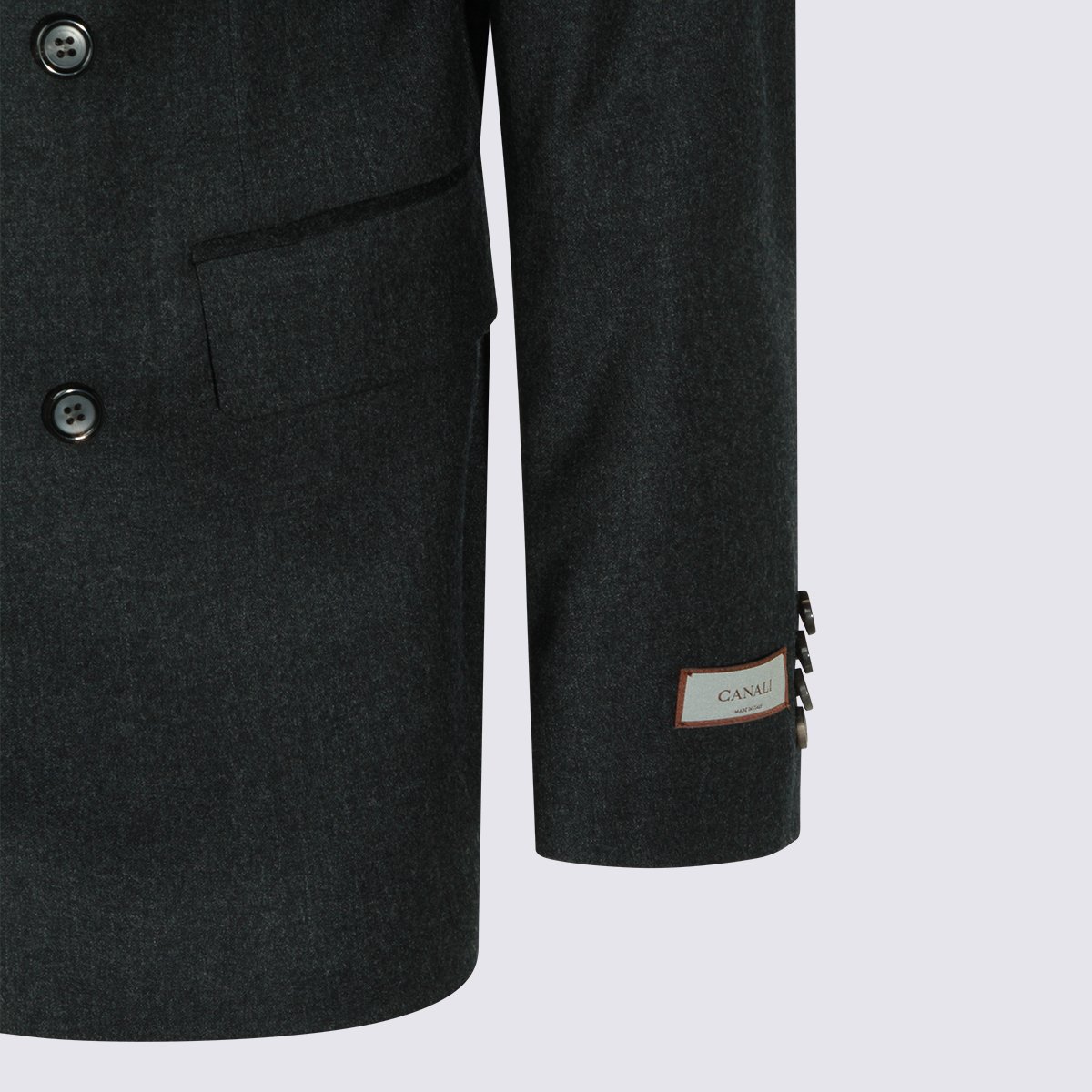 Canali Double-Breasted Blazer with Peak Lapels and Structured Silhouette Zwart