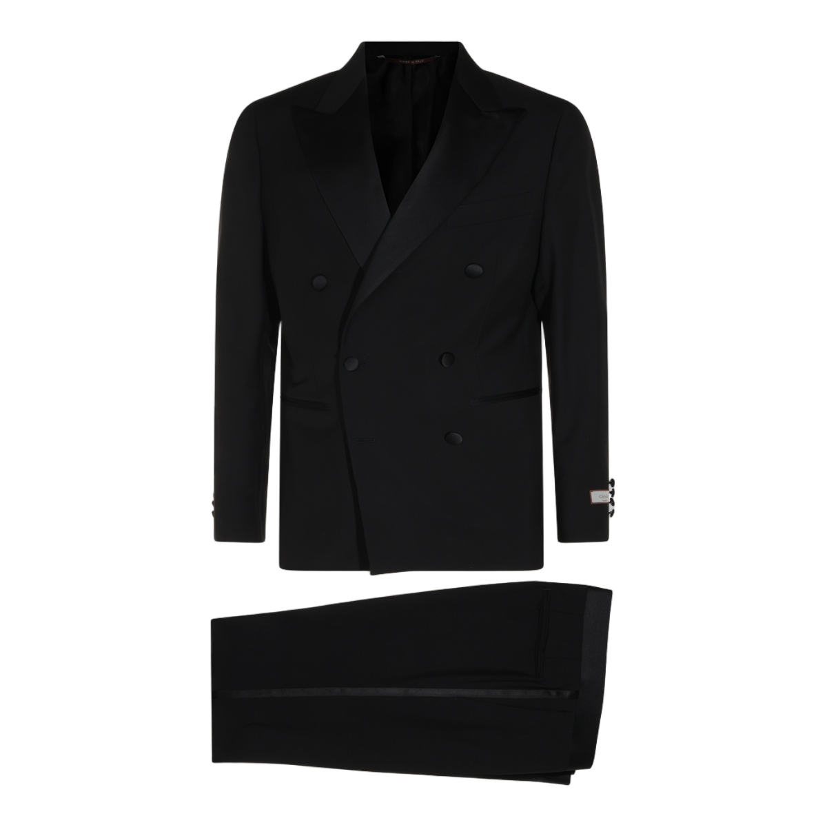 Canali Double-Breasted Black Suit with Peak Lapels Zwart