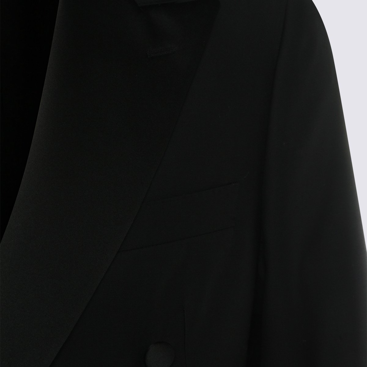 Canali Double-Breasted Black Blazer with Peak Lapels Zwart