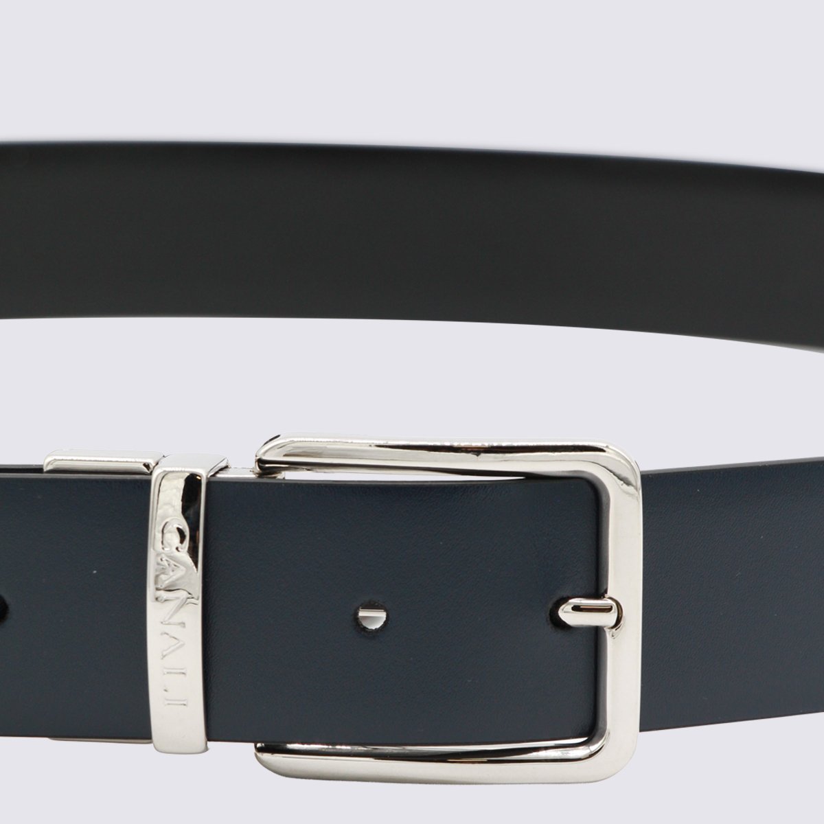 Canali Matte Finish Belt with Polished Rectangular Buckle Zwart
