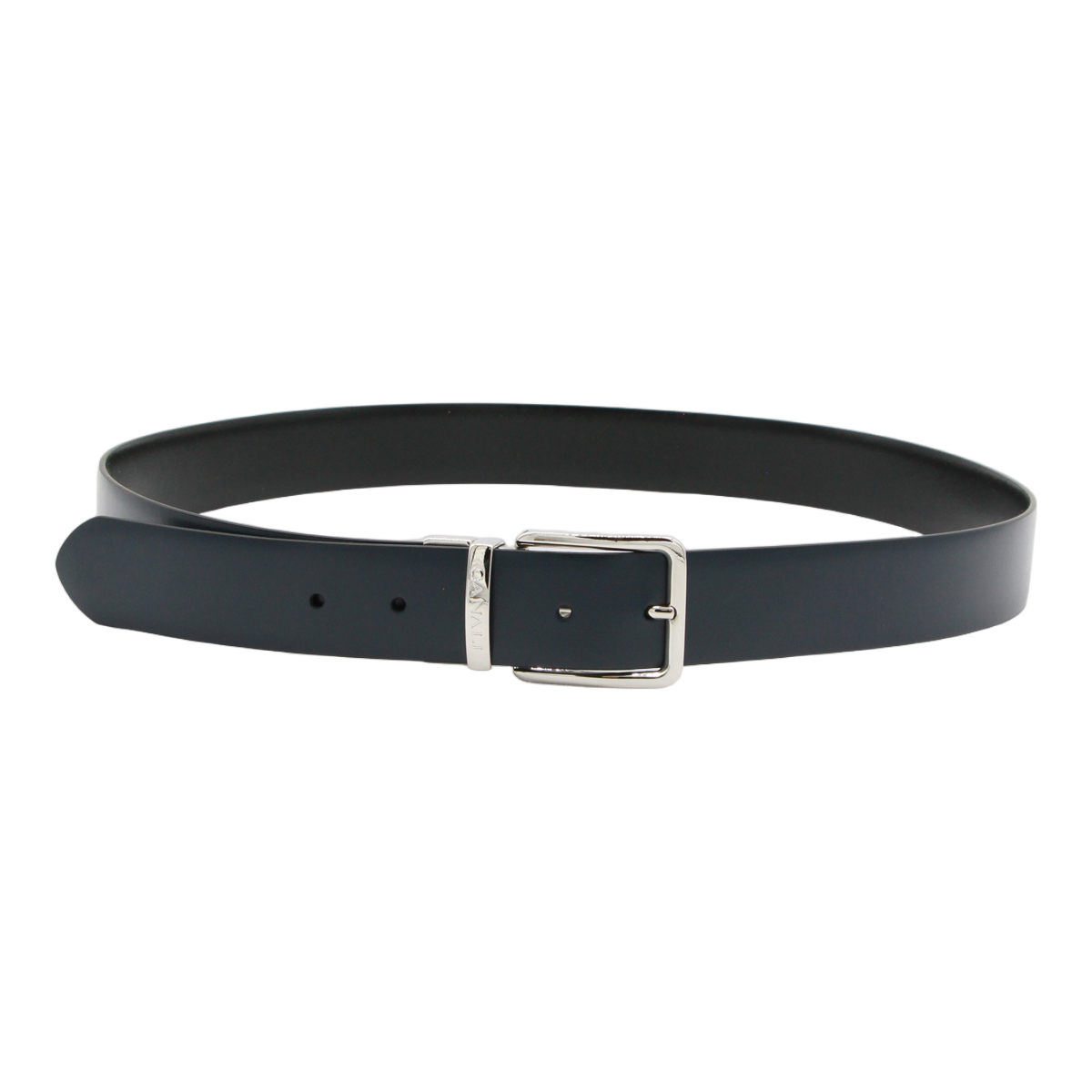 Canali Matte Finish Belt with Polished Rectangular Buckle Zwart