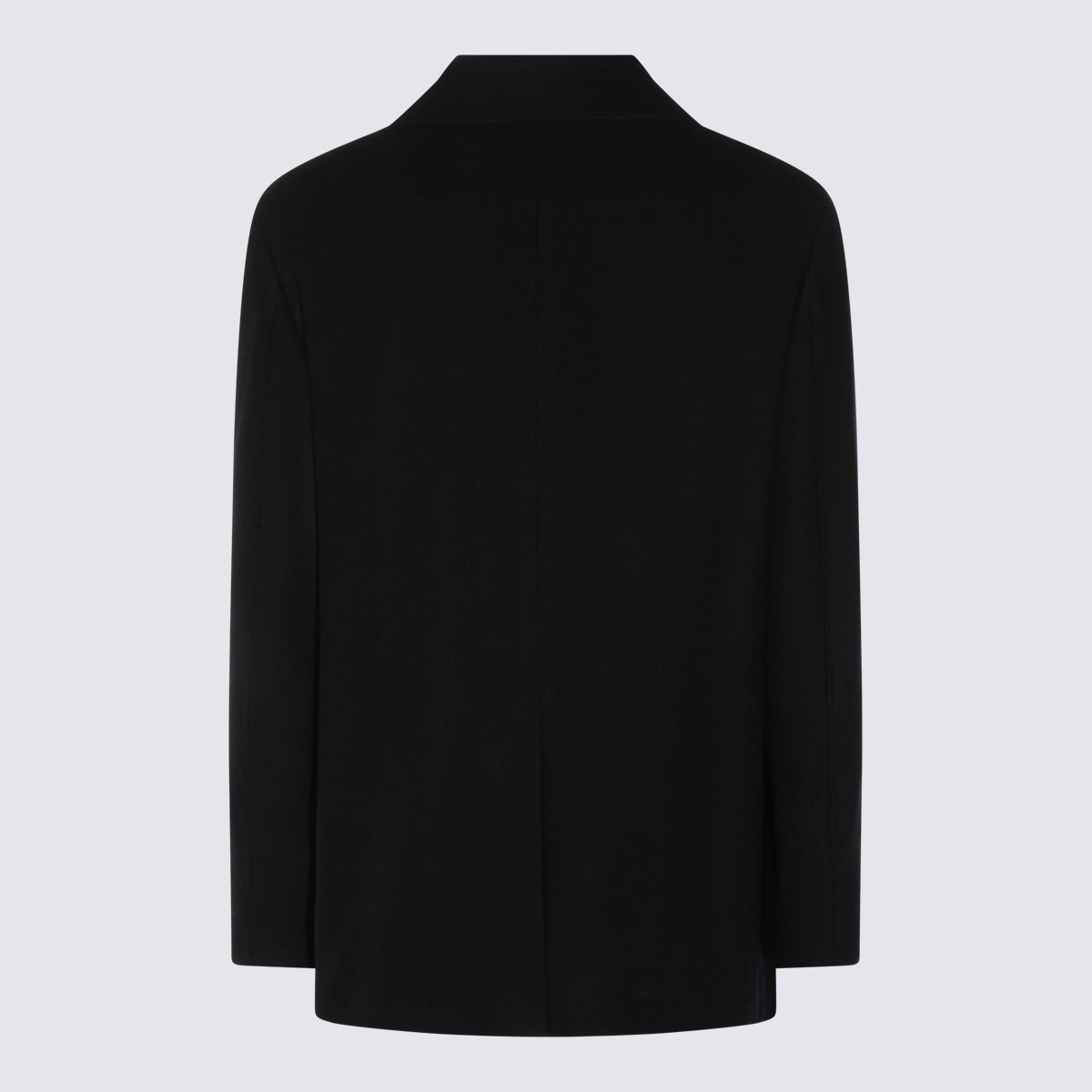 Canali Double-Breasted Peacoat With Wide Lapels And Timeless Design Zwart