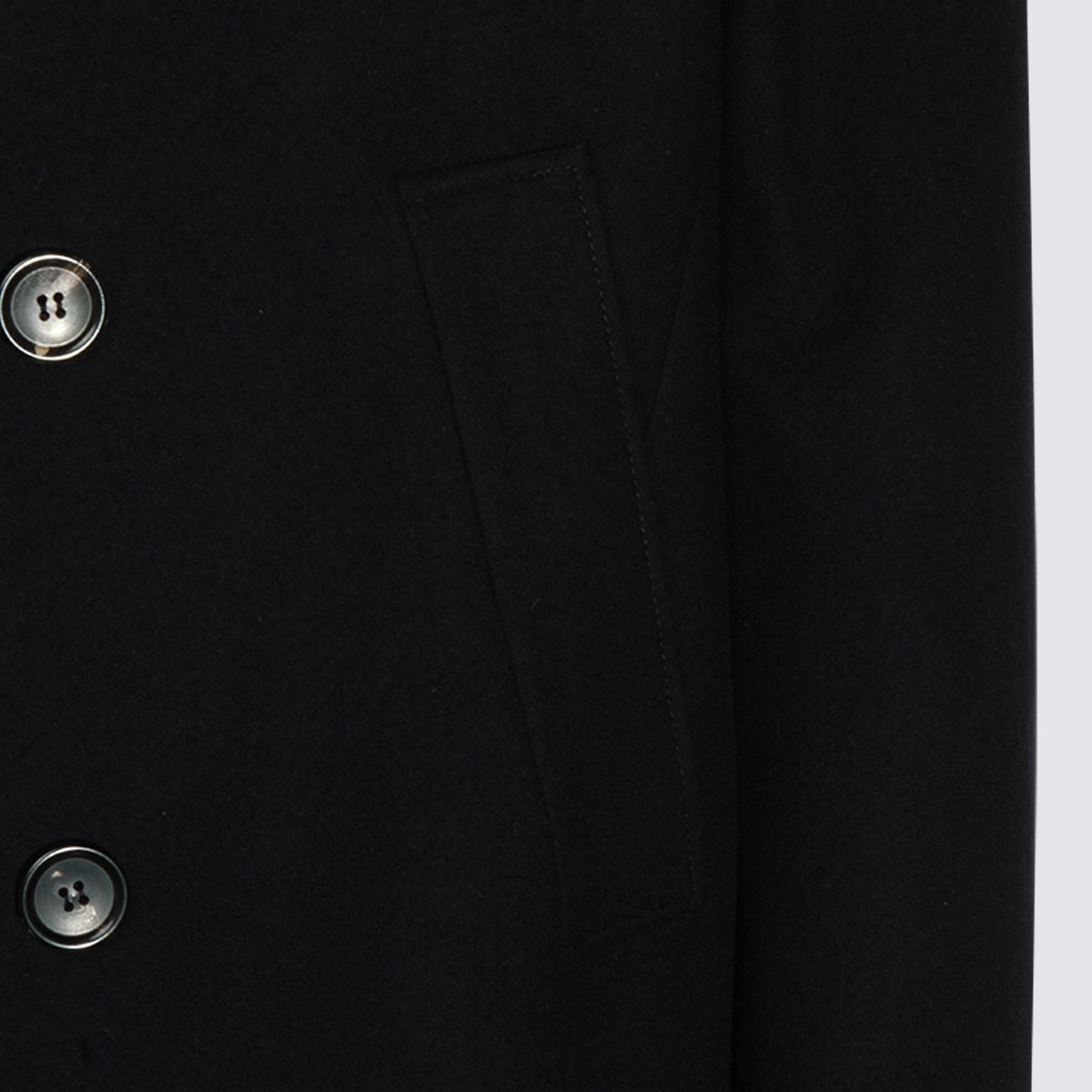 Canali Double-Breasted Peacoat With Wide Lapels And Timeless Design Zwart
