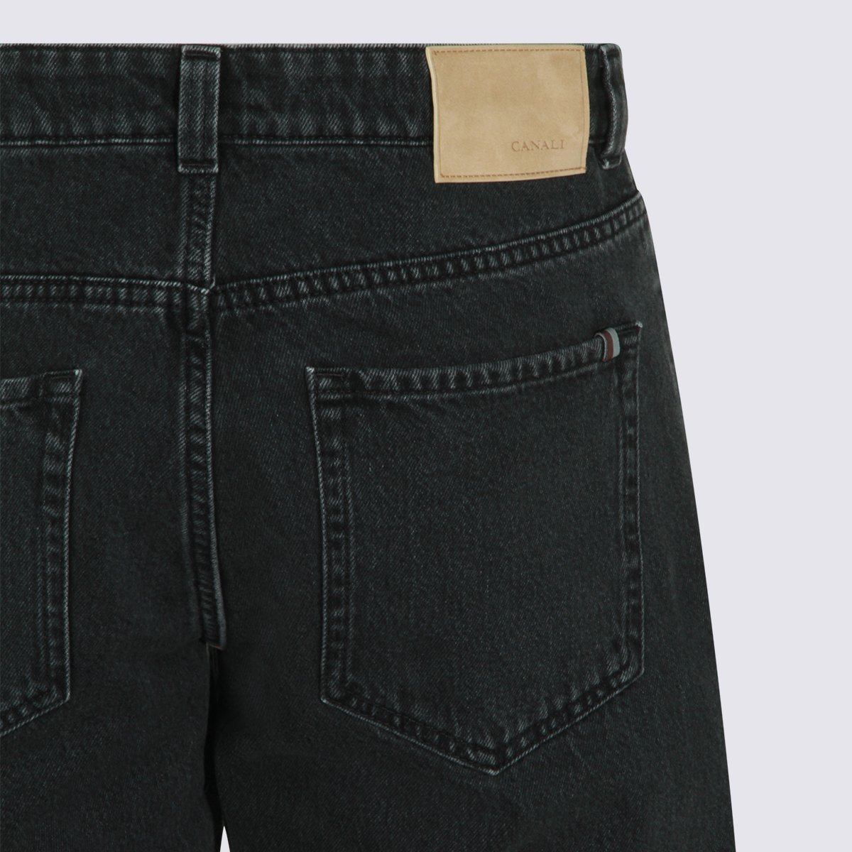 Canali Straight-Leg High-Waisted Jeans With Minimalist Design Zwart