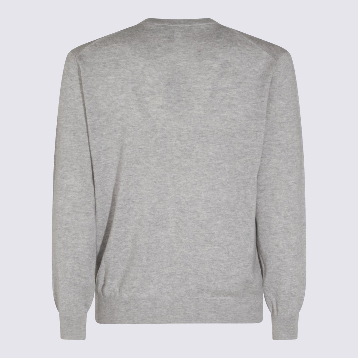 Canali Fine-Knit Crew Neck Sweatshirt With Ribbed Detailing Grijs