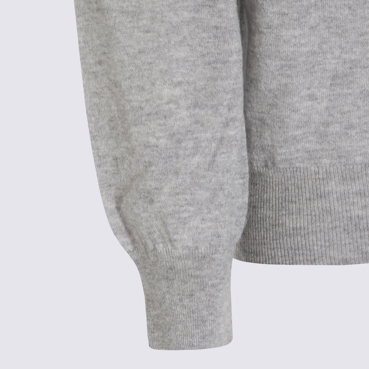 Canali Fine-Knit Crew Neck Sweatshirt With Ribbed Detailing Grijs