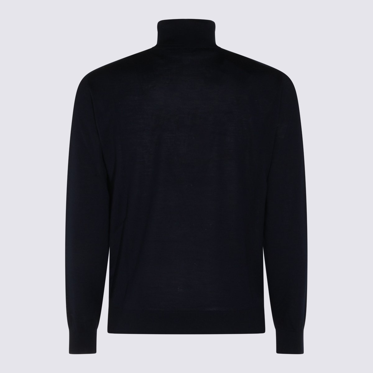 Canali Black Turtleneck Sweater With Snug Collar And Embossed Detail Zwart