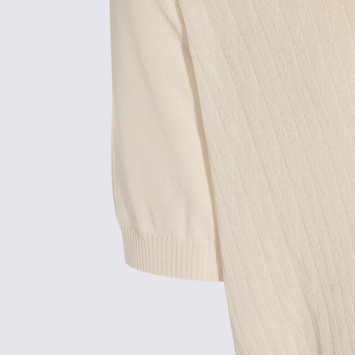 Canali Short-Sleeve V-Notch Knit Sweater With Ribbed Texture Grijs